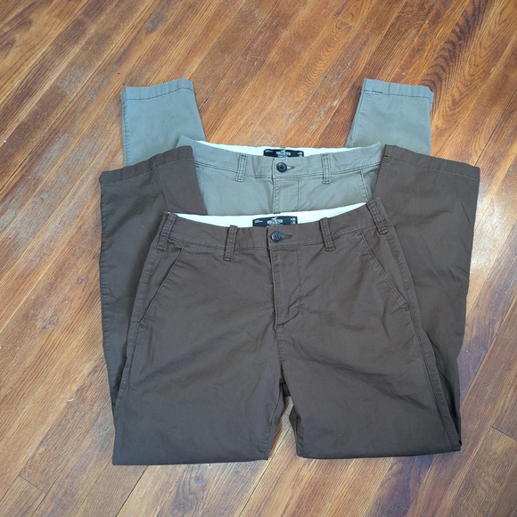 Hollister Men's slacks Skinny Chino Dress Pants Gray And Brown Size 30X 30 - Picture 1 of 11